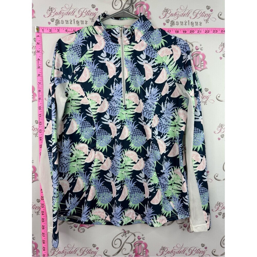 Pebble Beach dry luxe Navy Pineapple & Pink Citrus Quarter-Zip Rash Guard